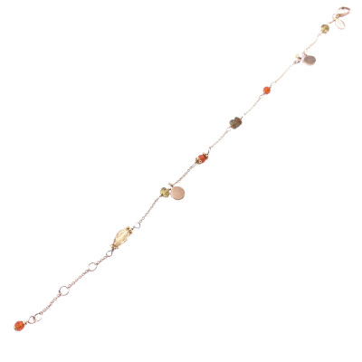 Bracelet en or rose, citrine, tourmaline et cornaline