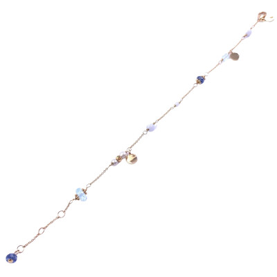 Bracelet en or rose, saphir, topaze et quartz