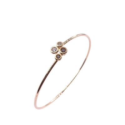 Bracelet rigide en or rose, diamants et diamants cognac