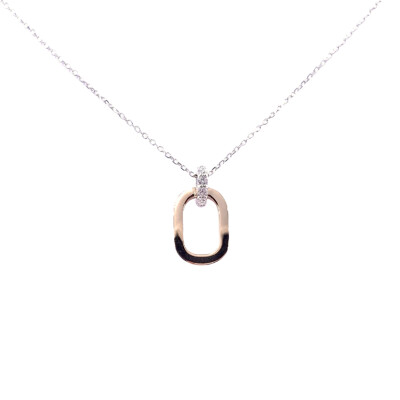 Collier en or blanc, or rose et diamants