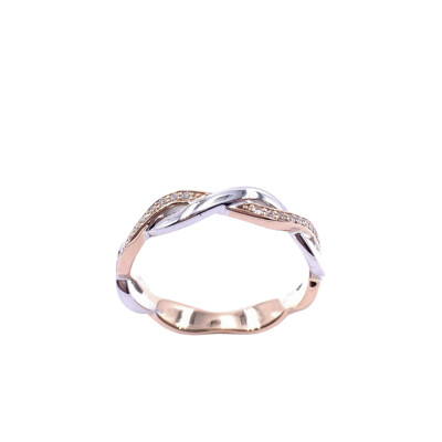 Alliance en or blanc, or rose et diamants