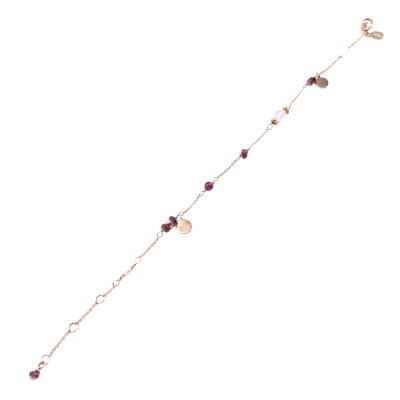 Bracelet en or rose, améthyste, quartz rose et grenat