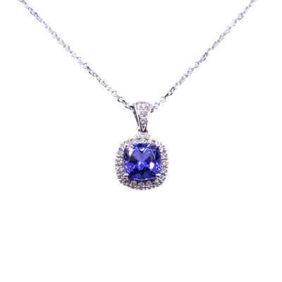 Collier en or blanc, tanzanite et diamants