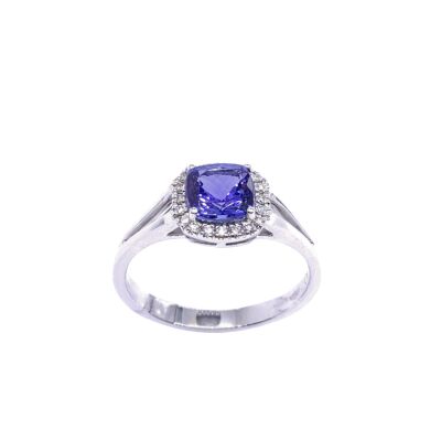 Bague en or blanc, tanzanite et diamants