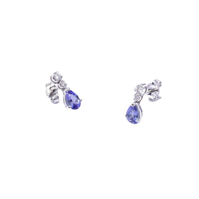 Boucles d'oreilles en or blanc, tanzanites et diamants