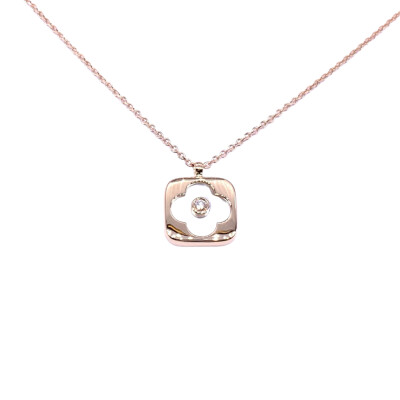 Collier en or rose, nacre et diamant