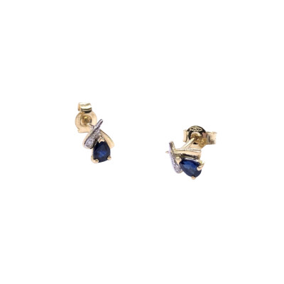 Boucles d'oreilles en or jaune, saphirs et diamants