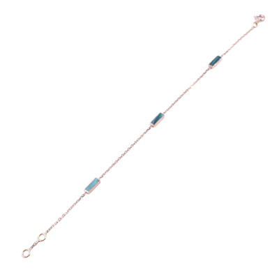 Bracelet en or rose et résine nacrée vert bronze
