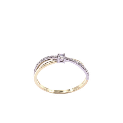 Solitaire en or jaune, or blanc et diamant