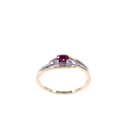 Bague en or jaune, bicolore et rubis