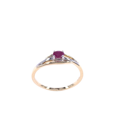Bague en or jaune, or blanc et rubis