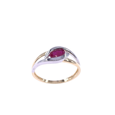 Bague bicolore or blanc, or jaune et rubis