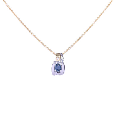 Pendentif en or blanc, bicolore saphir et diamants