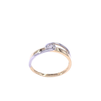 Solitaire en or jaune, or blanc et diamants