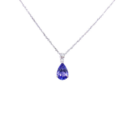 Collier en or blanc, tanzanite et diamants