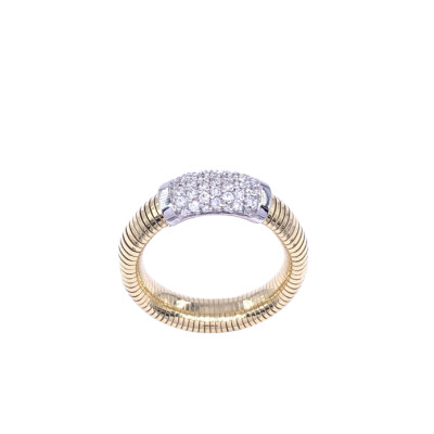 Bague en or jaune, or blanc et diamants
