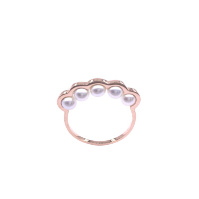 Bague en or rose et perles de culture