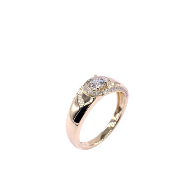 Solitaire en or jaune et diamants