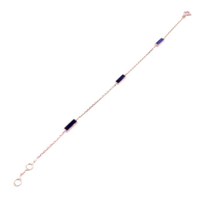 Bracelet en or rose et résine nacrée bleu de Prusse