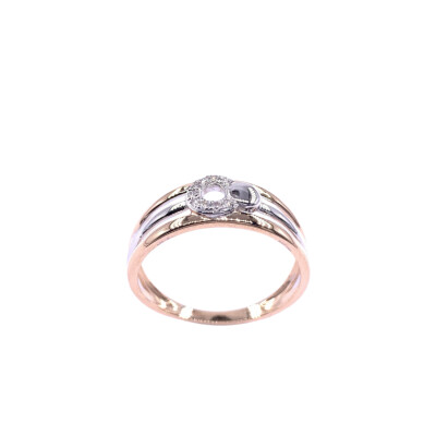 Bague en or rose, bicolore et diamant