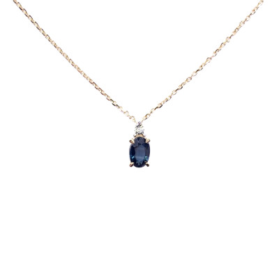 Collier en or jaune, saphir et diamants