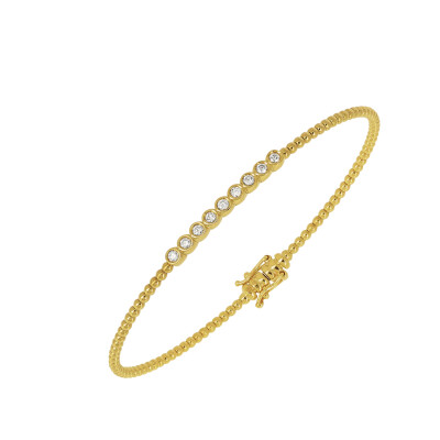 Bracelet rigide en or jaune et diamants