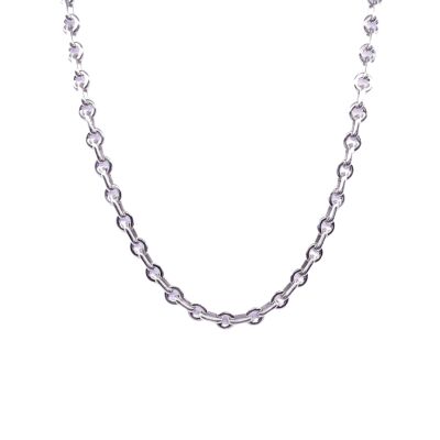 Collier en or gris maille lentille
