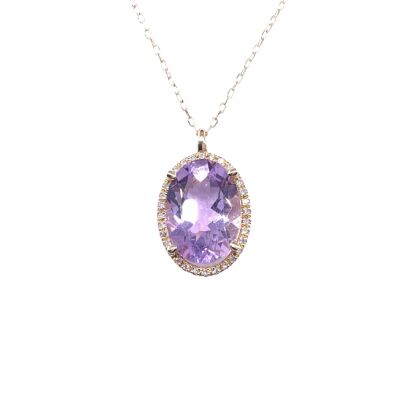 Collier en or jaune, améthyste et diamants