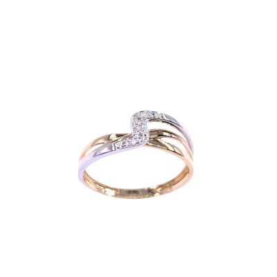 Bague en or jaune, bicolore et diamant
