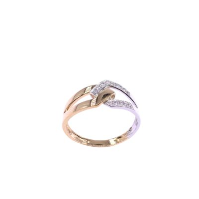 Bague en or jaune, bicolore et diamants