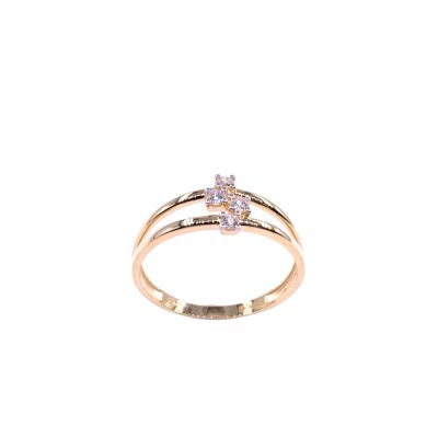 Bague en or jaune, bicolore et diamants