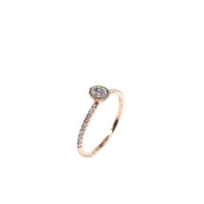 Solitaire en or jaune et diamants