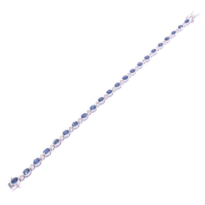 Bracelet en or blanc, saphirs et diamants