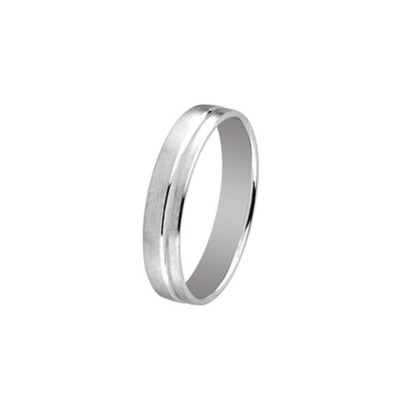 Alliance fantaisie confort finition brossé 4 mm en or blanc doigt 54