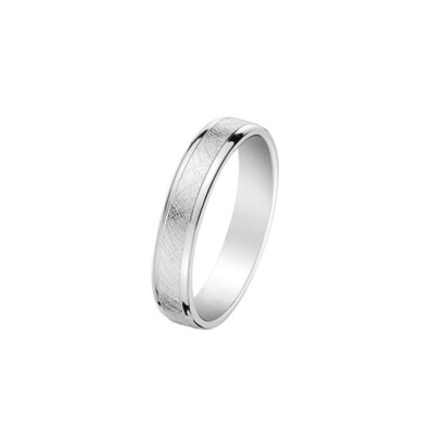 Alliance fantaisie confort finition givré 4 mm en or blanc doigt 54