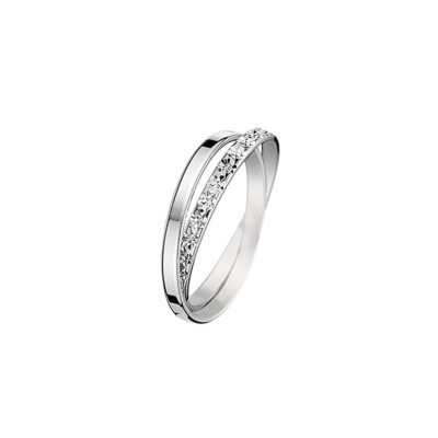 Alliance or blanc entrelacées effet légèrement diamanté 2 mm doigt 54
