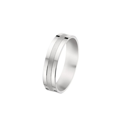 Alliance fantaisie confort finition sablé 5 mm en or blanc doigt 64