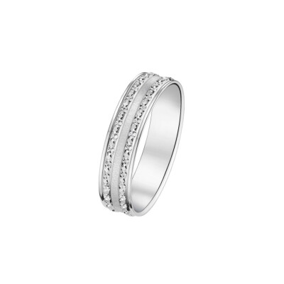Alliance or blanc effet légèrement diamanté et sablé 4.5 mm doigt 54