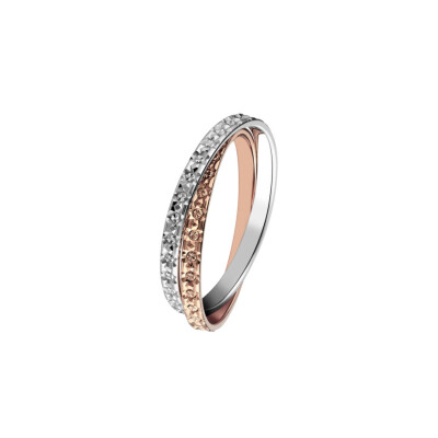 Alliance deux ors entrelacées effet diamanté 2 mm doigt 54