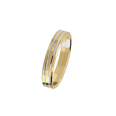 Alliance fantaisie confort bicolore finition poli 4 mm en or jaune doigt 64
