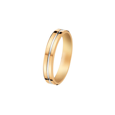 Alliance fantaisie bicolore finition poli 3.5 mm en or jaune doigt 54