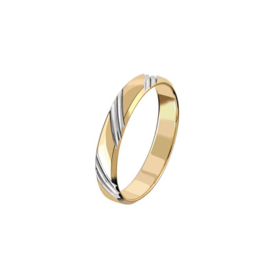 Alliance fantaisie bicolore finition poli 4 mm en or jaune doigt 64