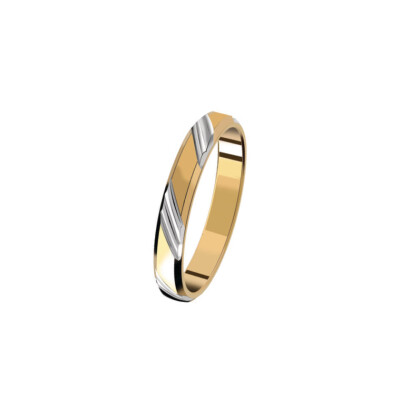 Alliance fantaisie bicolore finition poli 3 mm en or jaune doigt 54