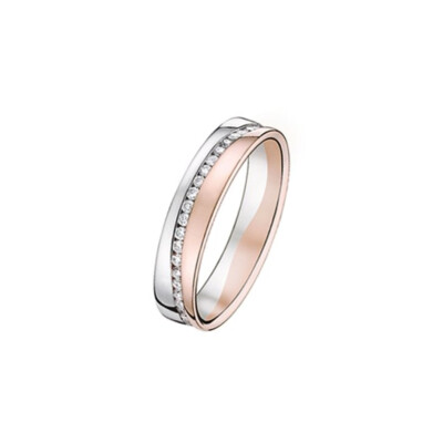 Alliance deux or finition poli 4 mm avec diamants doigt 54