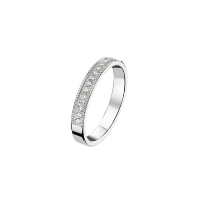 Alliance finition poli 3 mm avec 15 diamants en or blanc doigt 54