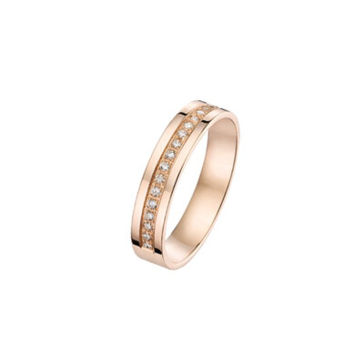 Alliance finition poli 4 mm avec 20 diamants en or rose doigt 54