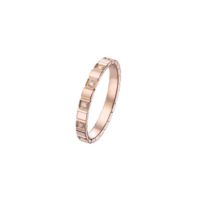 Alliance finition poli 2.5 mm avec diamants en or rose doigt 54