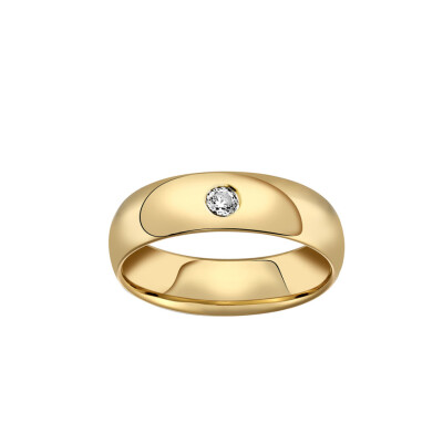 Alliance confort finition poli 4 mm avec diamant en or jaune doigt 64