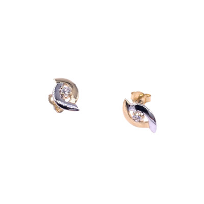 Boucles d'oreilles en or jaune, bicolore et oxydes de zirconium