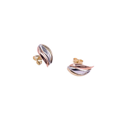 Boucles d'oreilles en or jaune, tricolore
